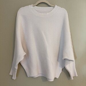Ribbed Knit Bat Wing Sweater Women’s Large White